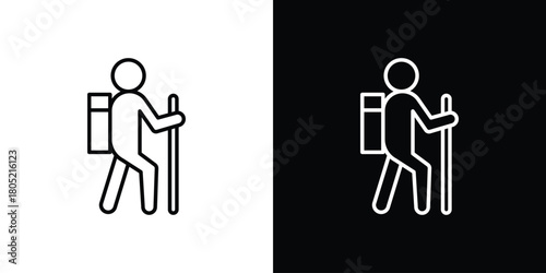 Hiking icon. Outline symbol for Website UI