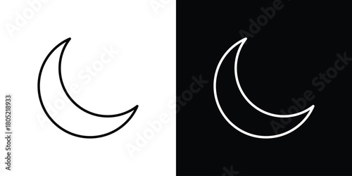 Moon icon. Outline symbol for Website UI