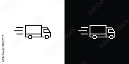 Moving truck icon. Outline symbol for Website UI
