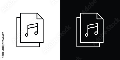 Music File icon. Outline symbol for Website UI