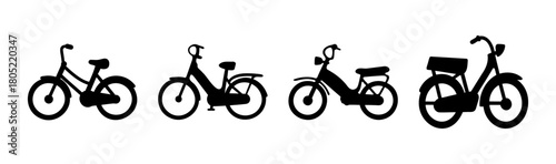Graphic evolution of two-wheeled transport, bicycle to moped