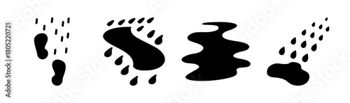 Stylized liquid forms, rain drops, and abstract puddles vector.