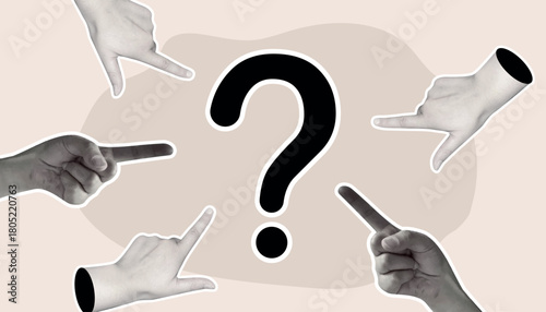 question mark. question. ask. collage with a question mark. ask something. unclear question. doodle style. clarification. answers to questions. vector. people. human hand.