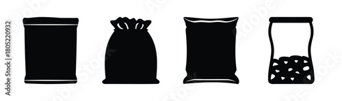 Collection of diverse food and storage bag packaging icons