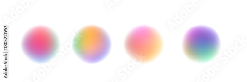 Round banner with neon gradient isolated on white transparent background in PNG vector format. Abstract cosmic bright colorful circle border frame PNG on white background.