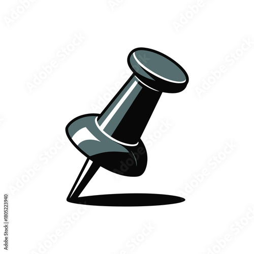 Sharp metal thumbtack poised to fasten items to a surface