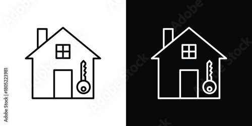 Selling or rent home icon. Outline symbol for Website UI