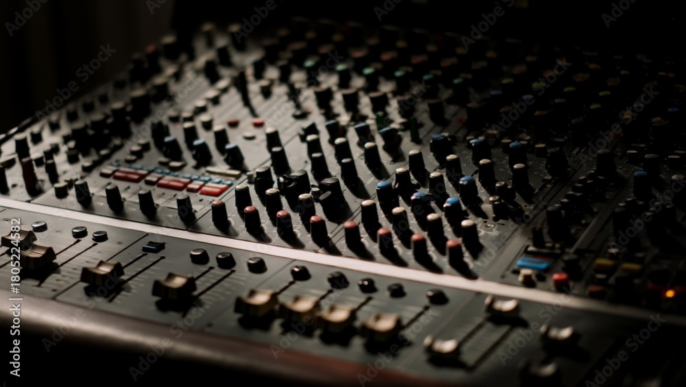 Fototapeta premium Audio Mixer Console Professional Sound Production Equipment