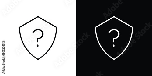 Shield interrogation icon. Outline symbol for Website UI