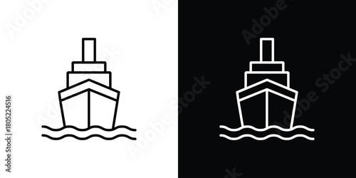 Ship icon. Outline symbol for Website UI