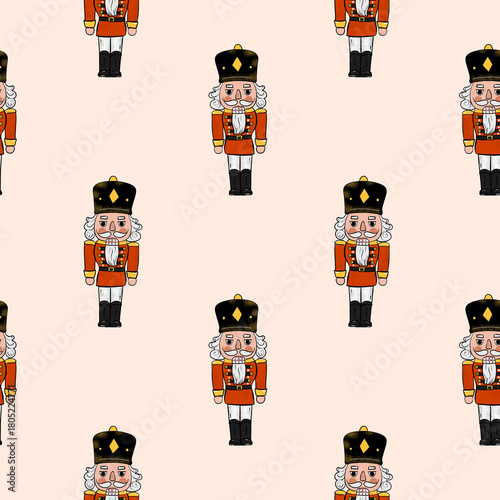 Colorful nutcracker pattern design suitable for holiday decorations and festive occasions in winter