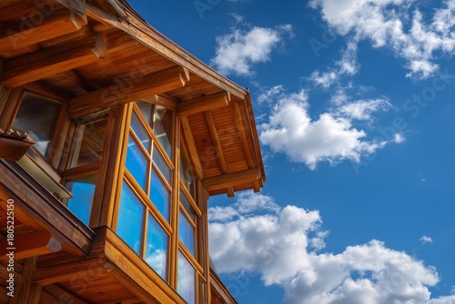 Wooden Structure Against a Blue Sky With Clouds During the Day