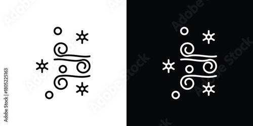 Snow blowing icon. Outline symbol for Website UI