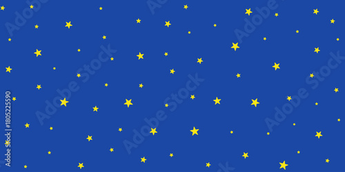 Valokuva Cute yellow stars scattered on a blue background