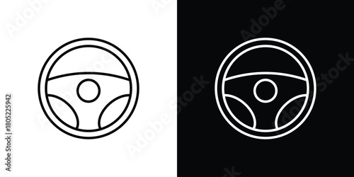 Steering wheel icon. Outline symbol for Website UI
