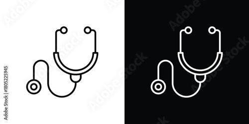Stethoscope icon. Outline symbol for Website UI