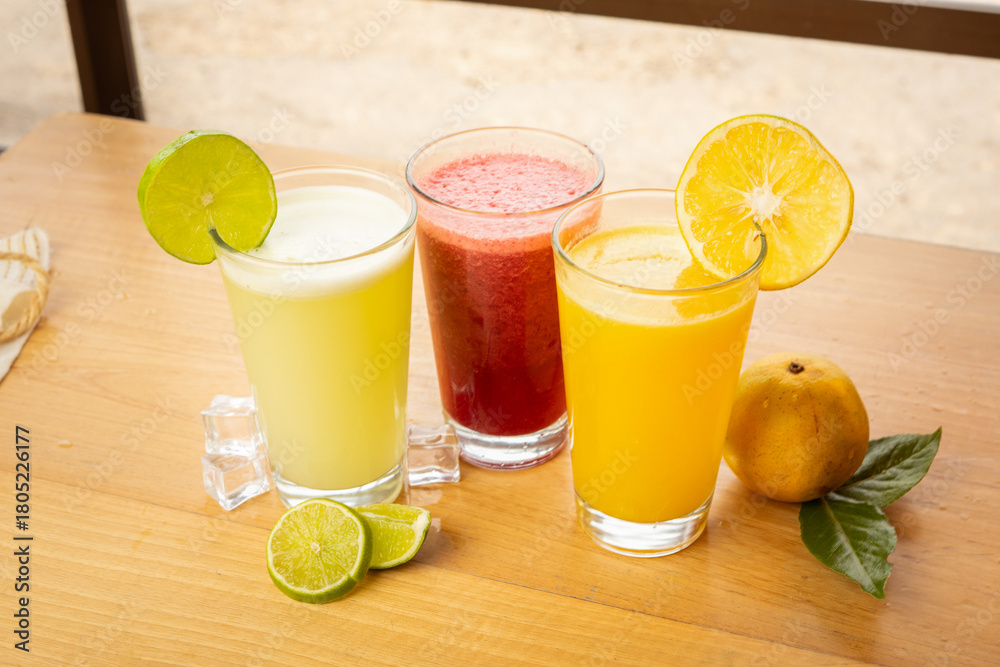 Fototapeta premium Refreshing of Natural Fruit Juices with Fresh Citrus