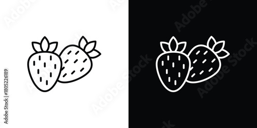 Strawberry icon. Outline symbol for Website UI