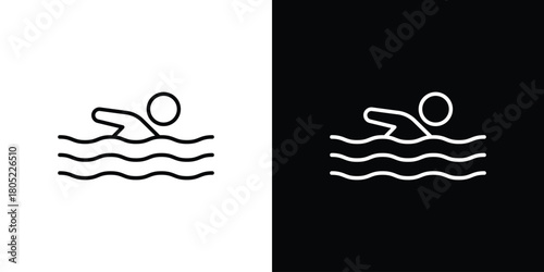 Swimmer icon. Outline symbol for Website UI