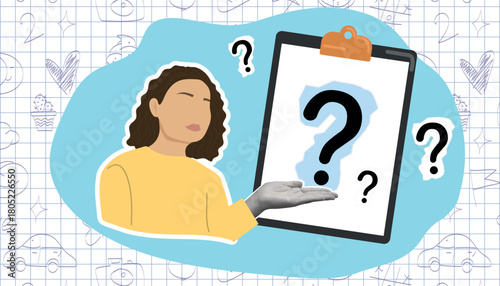 question mark. question. ask. collage with a question mark. ask something. unclear question. doodle style. clarification. answers to questions. vector. people. human hand.
