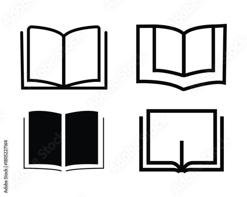 Shape and outline book icon set