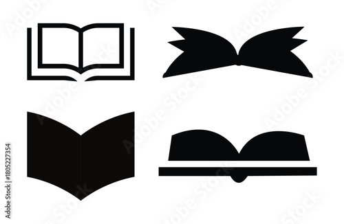 Shape and outline book icon set