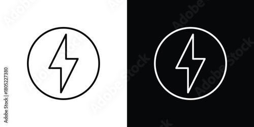 Thunder bolt icon. Outline symbol for Website UI