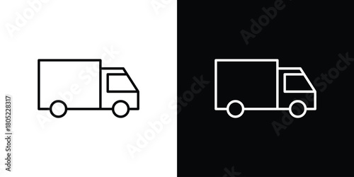Truck icon. Outline symbol for Website UI