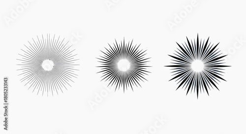 Sunburst vector design elements collection radial burst graphic starburst light ray illustration set