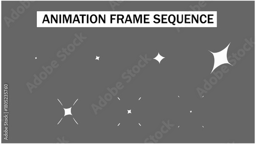 Hand-Drawn Twinkle and Sparkle Effect Animation Frame Sequence. 2D Flash FX Starburst and Shimmer Glow Element. Cartoon Magic Light Effect Motion Graphic Overlay.