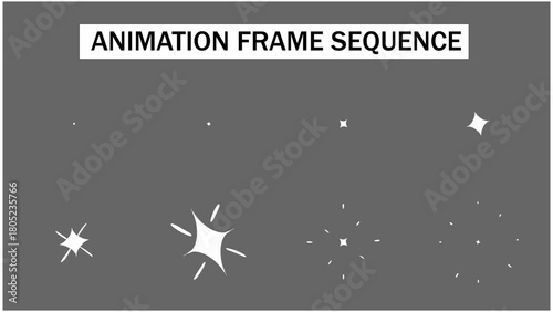 Hand-Drawn Twinkle and Sparkle Effect Animation Frame Sequence. 2D Flash FX Starburst and Shimmer Glow Element. Cartoon Magic Light Effect Motion Graphic Overlay.