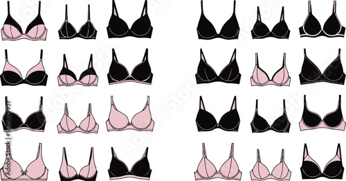 Collection of Various Bra Designs for Women Styles and Types of Lingerie