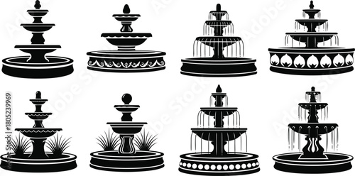 Ornate Fountains Set Water Feature Elegance for Garden and Landscape