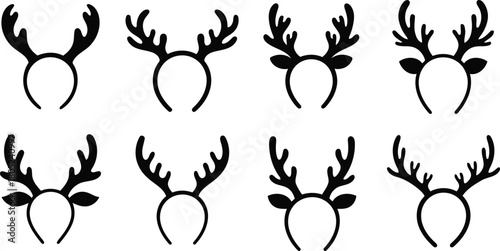 Collection of Black Reindeer Antlers Headbands for Festive Occasions