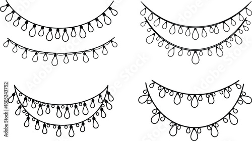 String Lights Festive Decorations for Celebrations and Holiday Events in Black and White