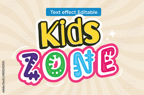 Cute kids zone text effect editable
