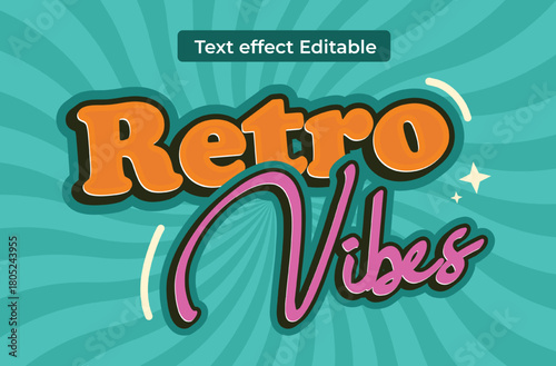 Retro sticker text effect, editable 70s and 80s text style