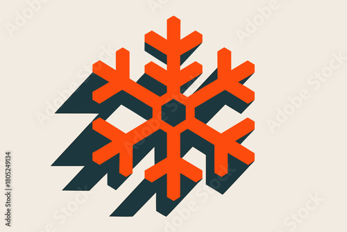 Geometric Snowflake Design. Abstract snowflake patterns. geometric sans heavy, flat fills, long angled cold