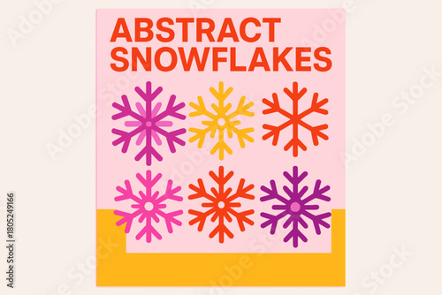Abstract Snowflake Patterns. Abstract snowflake patterns. Modern minimalist poster banner, bold sans-serif