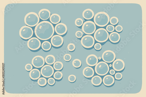 Icy Bubble Clusters. Icy bubble clusters minimalist flat illustration of frozen air pockets arranged in
