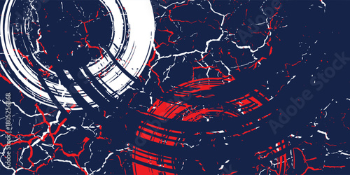 Red and white and blue sports background design with abstract modern template. Contains sports players in various activities. vector