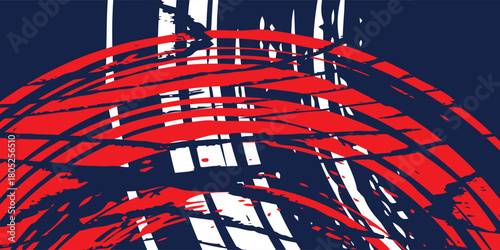 Red and white and blue sports background design with abstract modern template. Contains sports players in various activities. vector