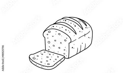 Loaf of Bread Illustration slice food bakery grain wheat toast drawing outline black and white sketch cartoon clipart baked breakfast
