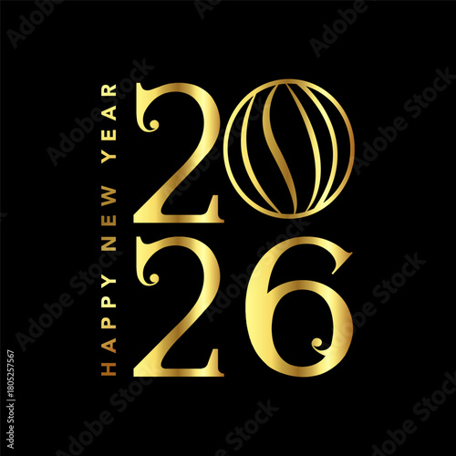 Fototapeta Happy new year 2026 text design for brochure design template card banner vector