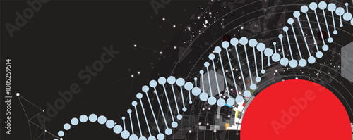 Technology hexagons backgrpund, DNA strands, connected neural web
