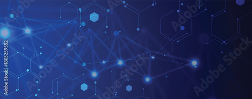 Technology hexagons backgrpund, DNA strands, connected neural web
