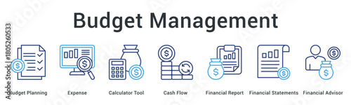 Budget management plans expenses using calculator tools tracking cash flow with financial reports and advisor guidance.