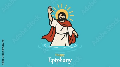 Epiphany baptism, art video illustration.