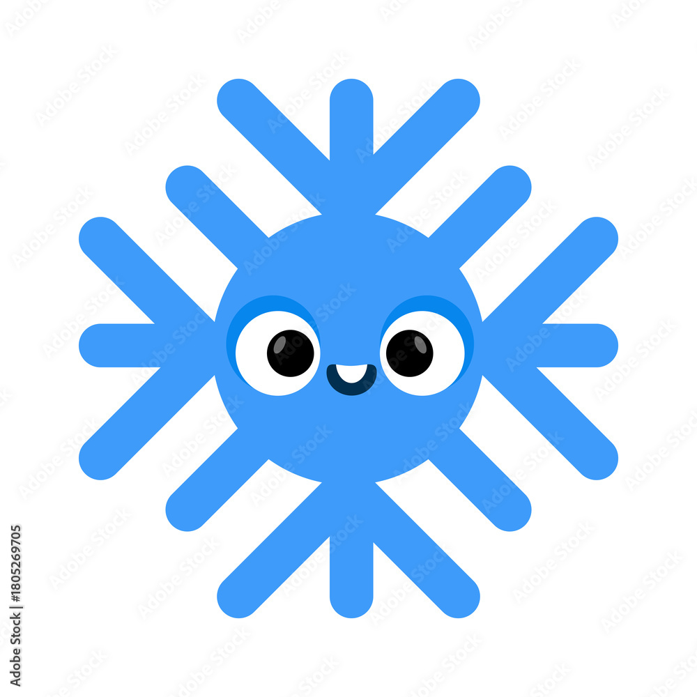 Obraz premium Cute Smiling Blue Snowflake Character