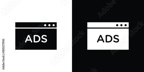 Ad icons in black and white shilhouette style for App Ui